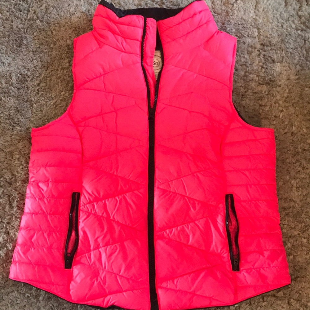 Hot pink vest!
